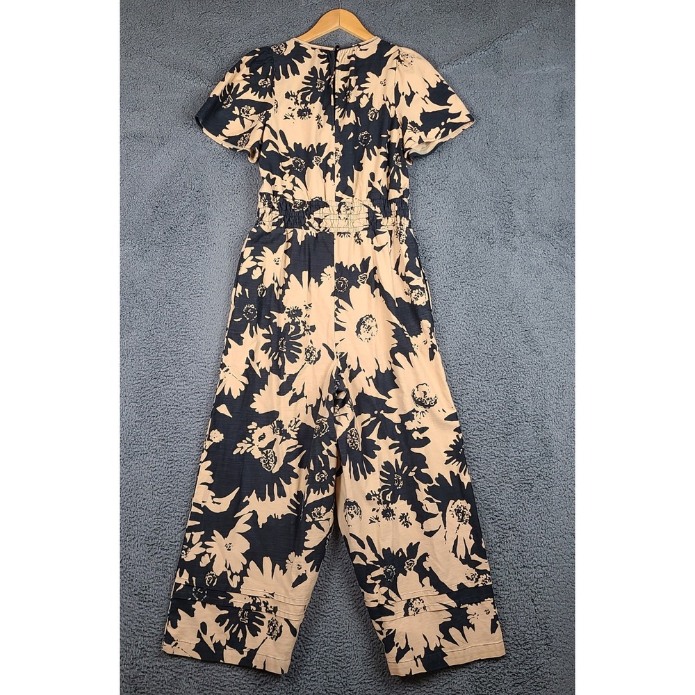 Anthropologie Floral Wide Leg The Somerset Jumpsuit XS Smocked Waist V-Neck - Picture 4 of 10